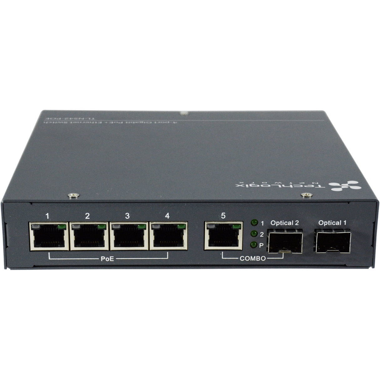 LYNN AV & Security Techlogix Networx TL-NS42-POE 4-Port Gigabit Ethernet Unmanaged PoE+ Fiber Switch