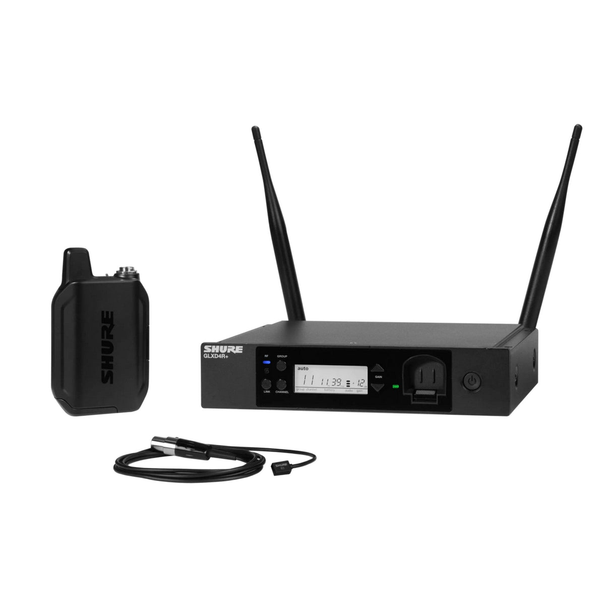 Shure GLXD14R+/93 Digital Wireless WL93 Lavalier Microphone Rack System, Z3 2.4, 5.8 GHz