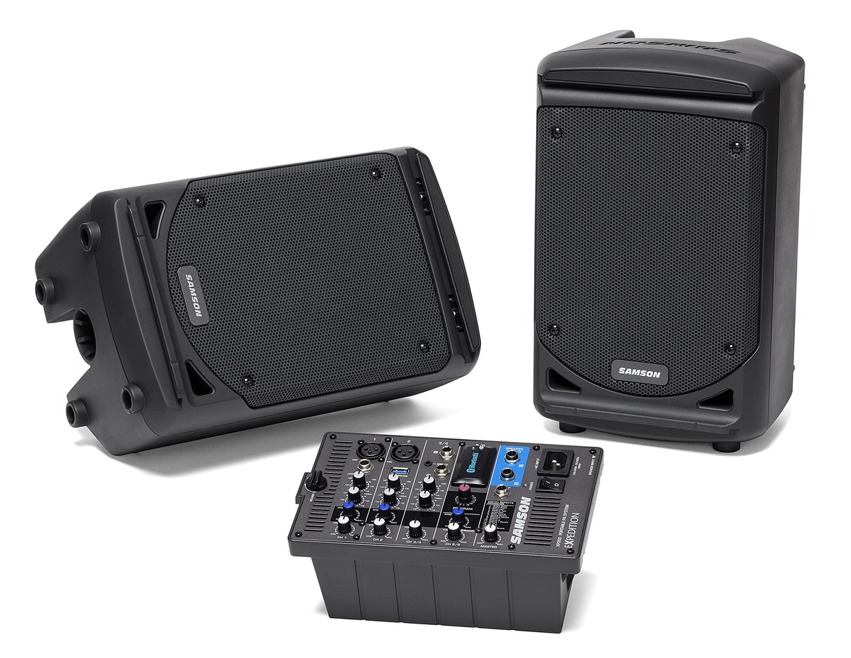 Samson Expedition XP300B 300 Watt Portable PA Speakers with 6 Channel Powered Mixer