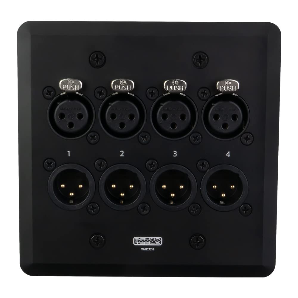 SoundTools WallCAT 2 Gang Wall Panel with 4 Female and 4 Male XLR to RJ45