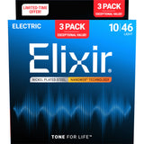 Elixir 16567 Nickel-Plated Steel NANOWEB Electric Guitar Strings 3-Pack - Light (10-46)
