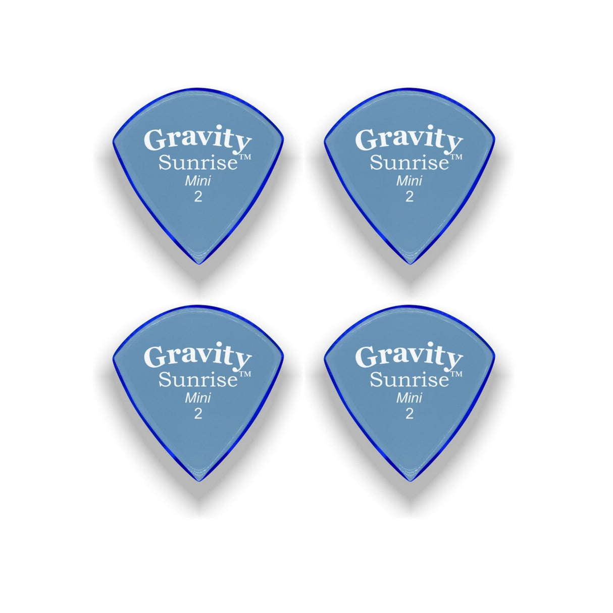 Gravity Picks GSUM2P-4pk Sunrise Series Picks, Polished, Mini Size, 2.0mm, Blue, 4-Pack