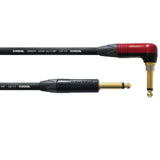 Cordial CSI 3 RP-METAL-SILENT Neutrik 3-Meter Right Angle 1/4-Inch Silent to Straight 1/4-Inch Guitar Cable Copper