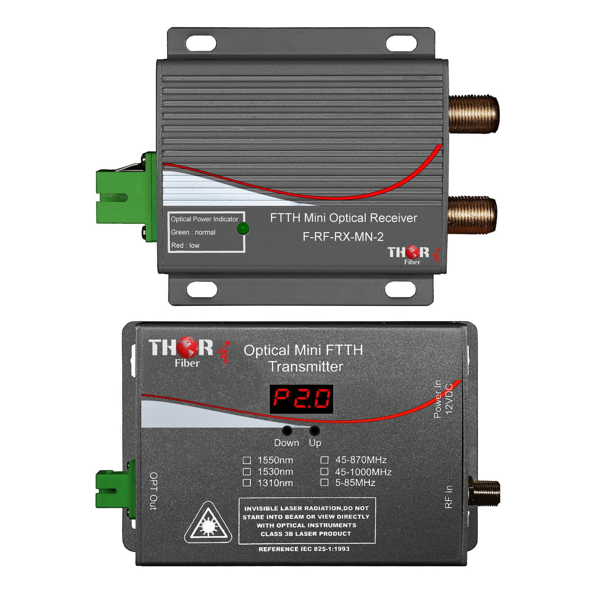 Thor Fiber F-RF-TxRx-MN2-1310 RF Over SC/APC Optical Fiber Transmitter and Receiver Set