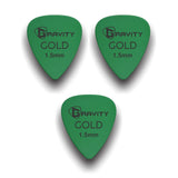 Gravity Picks GP15GR-3pk Colored Gold Series Picks Traditional 351 1.5mm Green 3-Pack - accessories