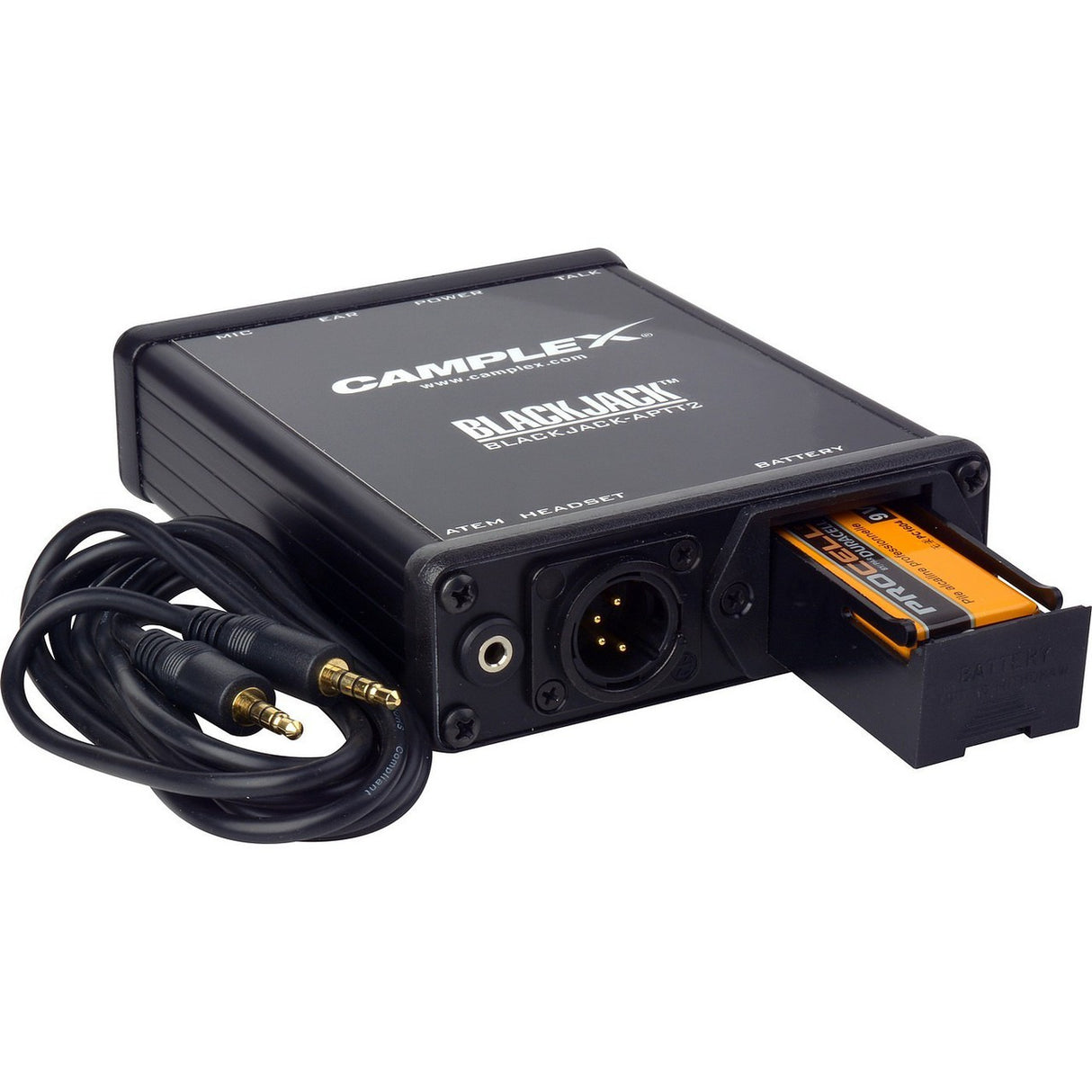 Camplex BLACKJACK-APTT2 | Push to Talk Headset Active Adapter for Blackmagic ATEM Camera Converter 4 Pin XLR Male