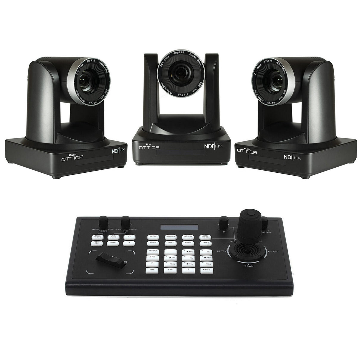 Ikan OTTICA-3PTZ-1C OTTICA Bundle with 3 NDI|HX PTZ Cameras and 1 IP Controller