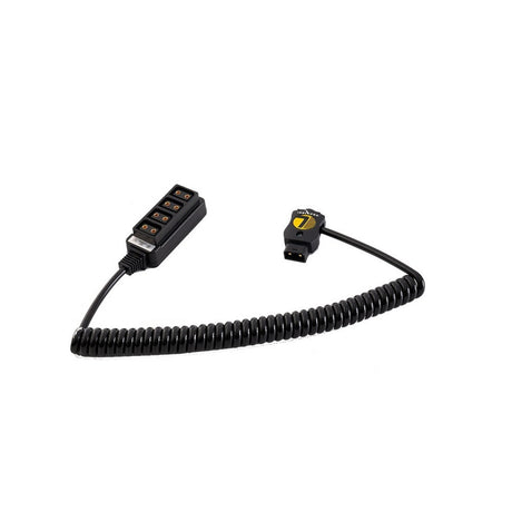 IndiPRO SDT4WS SafeTap Connector Cable to Coiled 4-Way D-Tap Splitter Cable Converter Non-Regulated