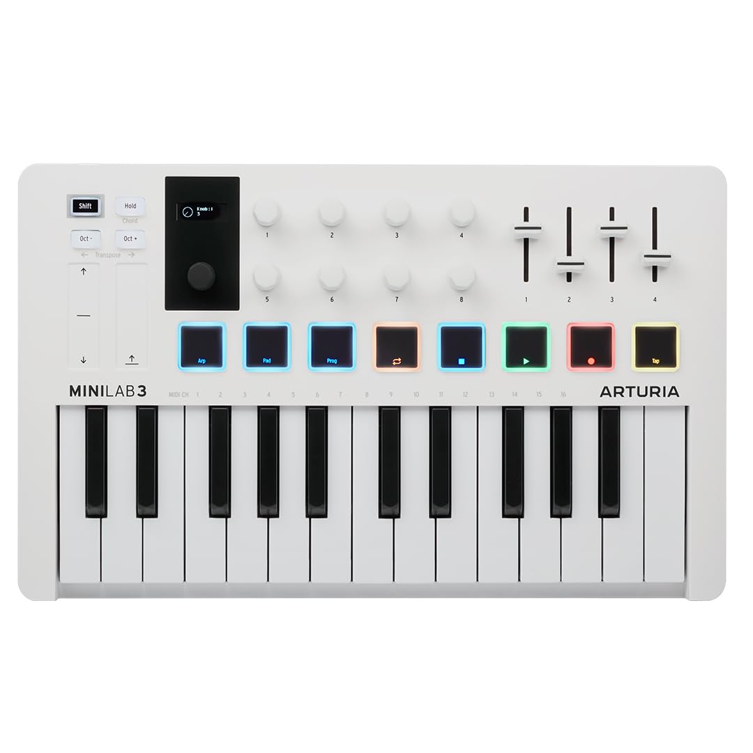 Arturia MiniLab 3 25-Note Compact MIDI Keyboard and Pad Controller, White (Used)