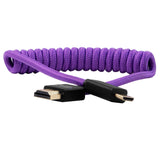 Kondor Blue Gerald Undone Mini HDMI to Full HDMI Cable 12-Inch-24-Inch Coiled, Purple