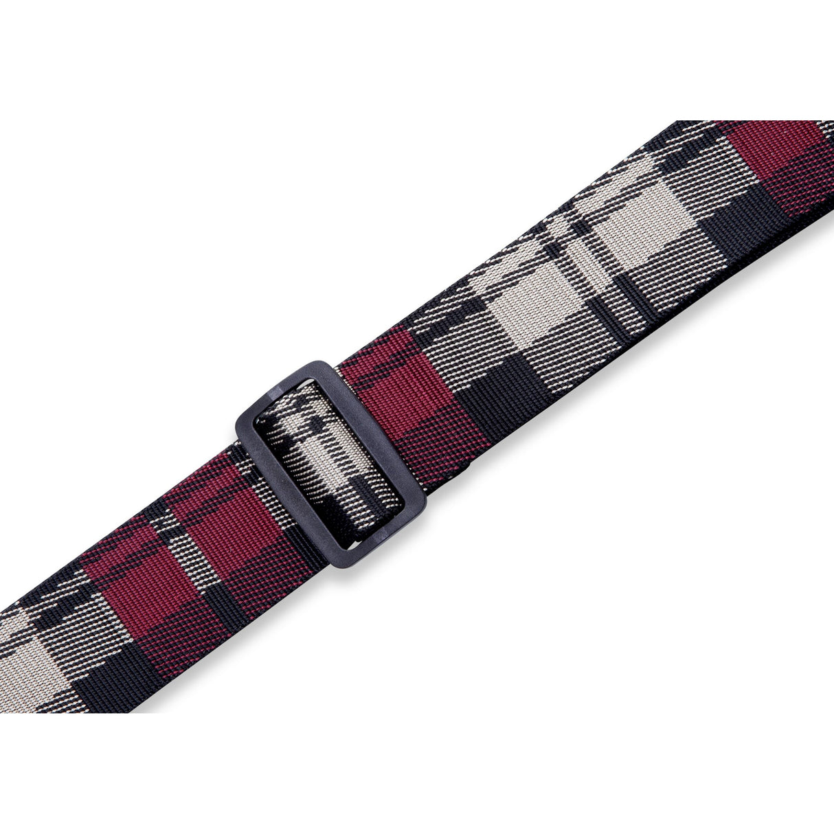 Levy's Garnet Plaid Poly Guitar Strap, Red, Cream, Black