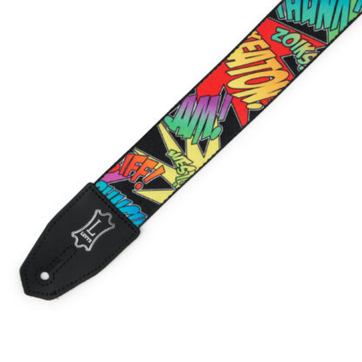 Levy's Right Height 2-Inch Wide Polyester Guitar Strap with Comic Book Onomatopoeia Motif