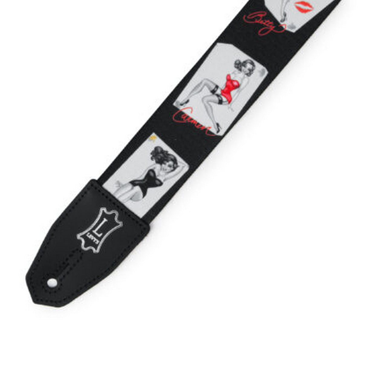 Levy's Right Height 2-Inch Wide Polyester Guitar Strap with Pin-Up Motif