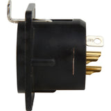 Neutrik NC3FD-L-B-1 3-Pin Female XLR Panel/Chassis Mount Connector, Latching, Black/Gold