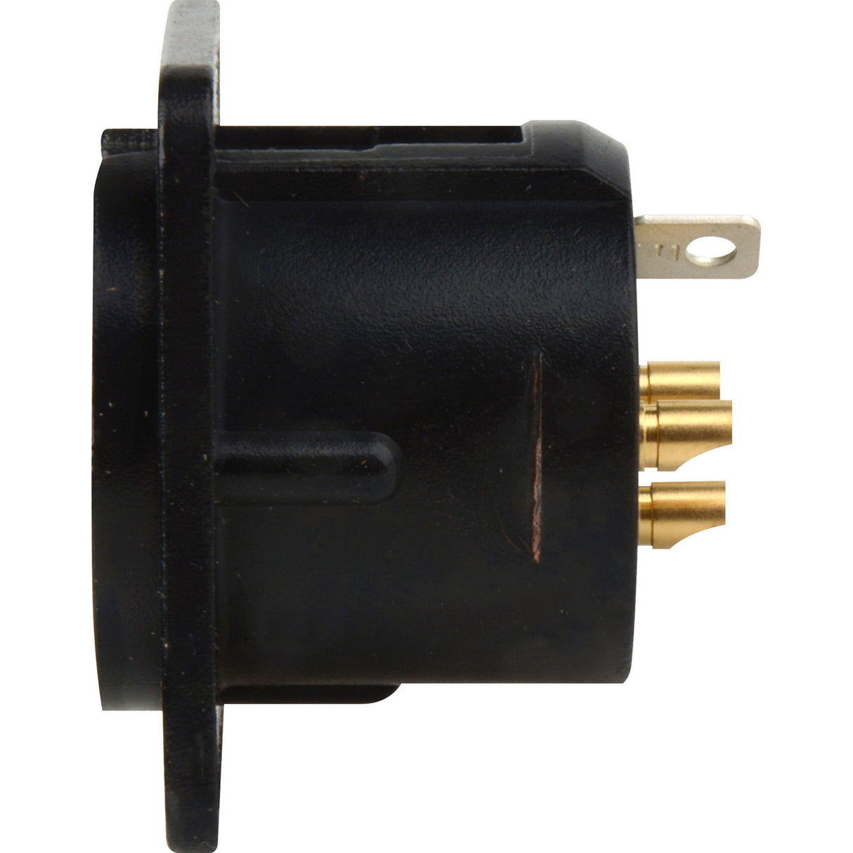 Neutrik NC3MD-L-B-1 3-Pin XLR Male Panel/Chassis Mount Connector, Solder Cups, Black/Gold