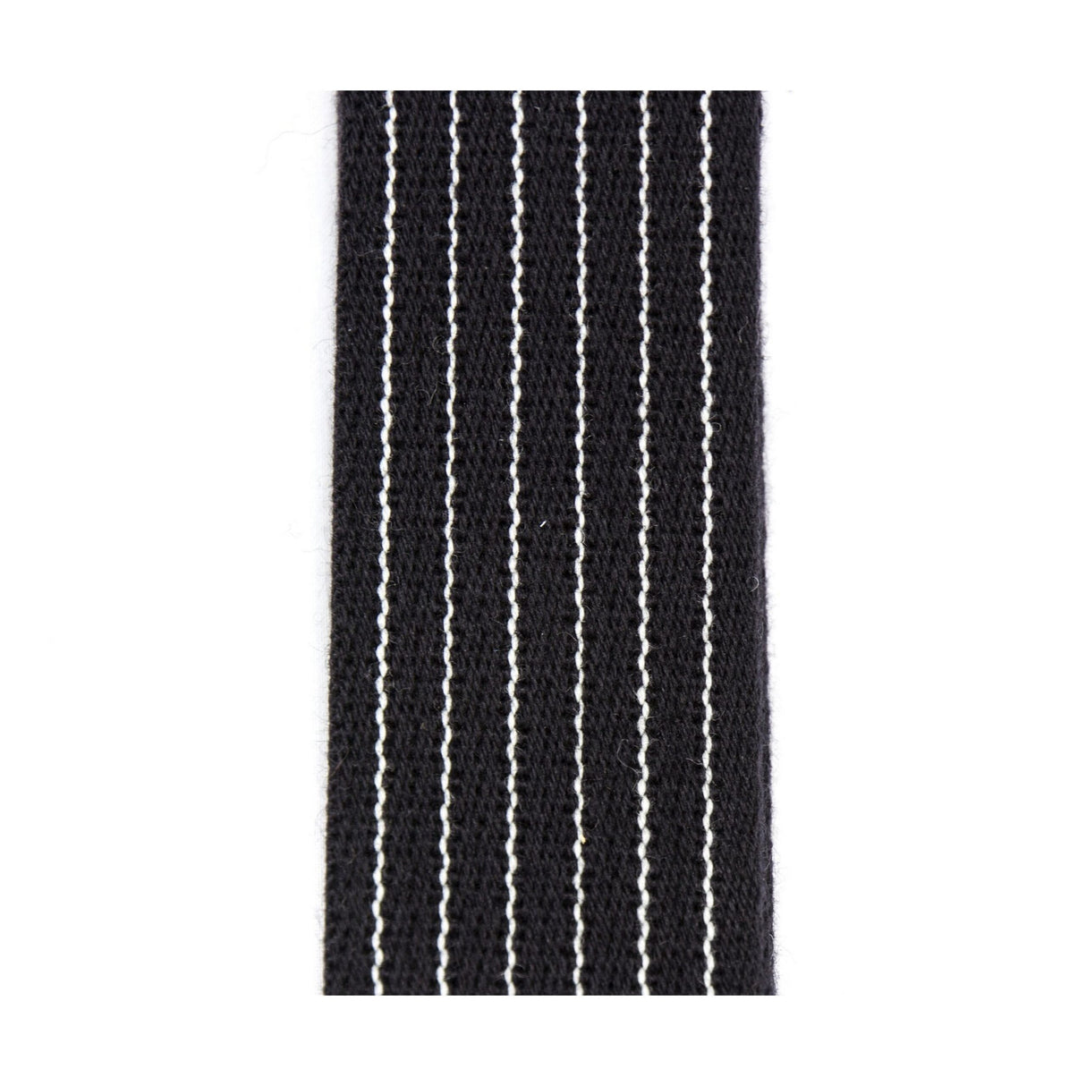 Reunion Blues RBS-28PS Merino Wool Guitar Strap, Black, White Pinstripe, with Classic Black Leather Tab