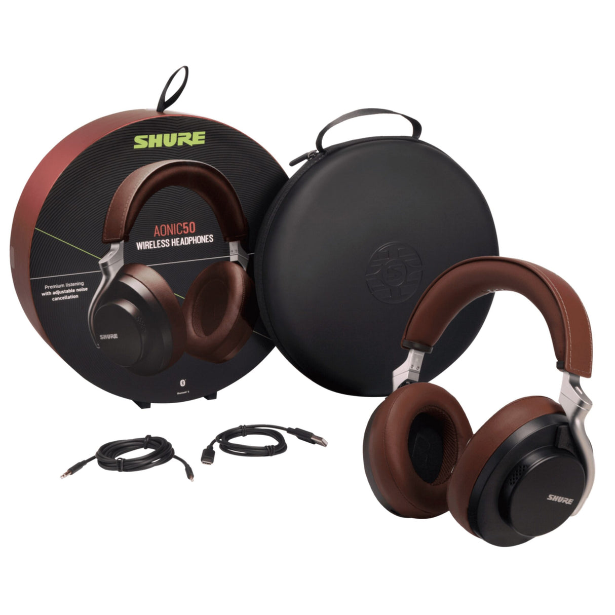Shure AONIC 50 Wireless Noise Cancelling Headphone, Brown (SBH2350-BR)