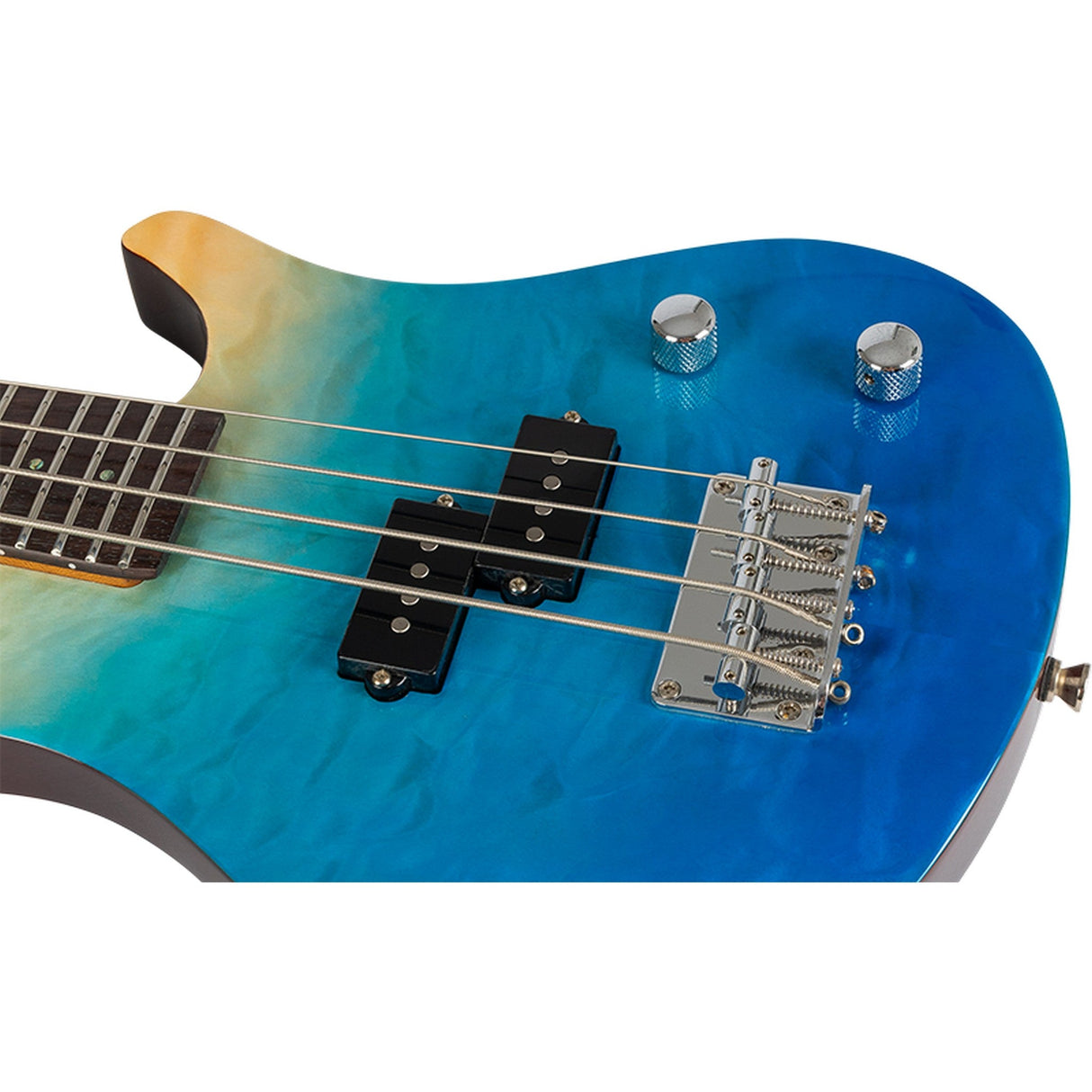 Flight TBL Transparent Blue Solid Body Mini Bass