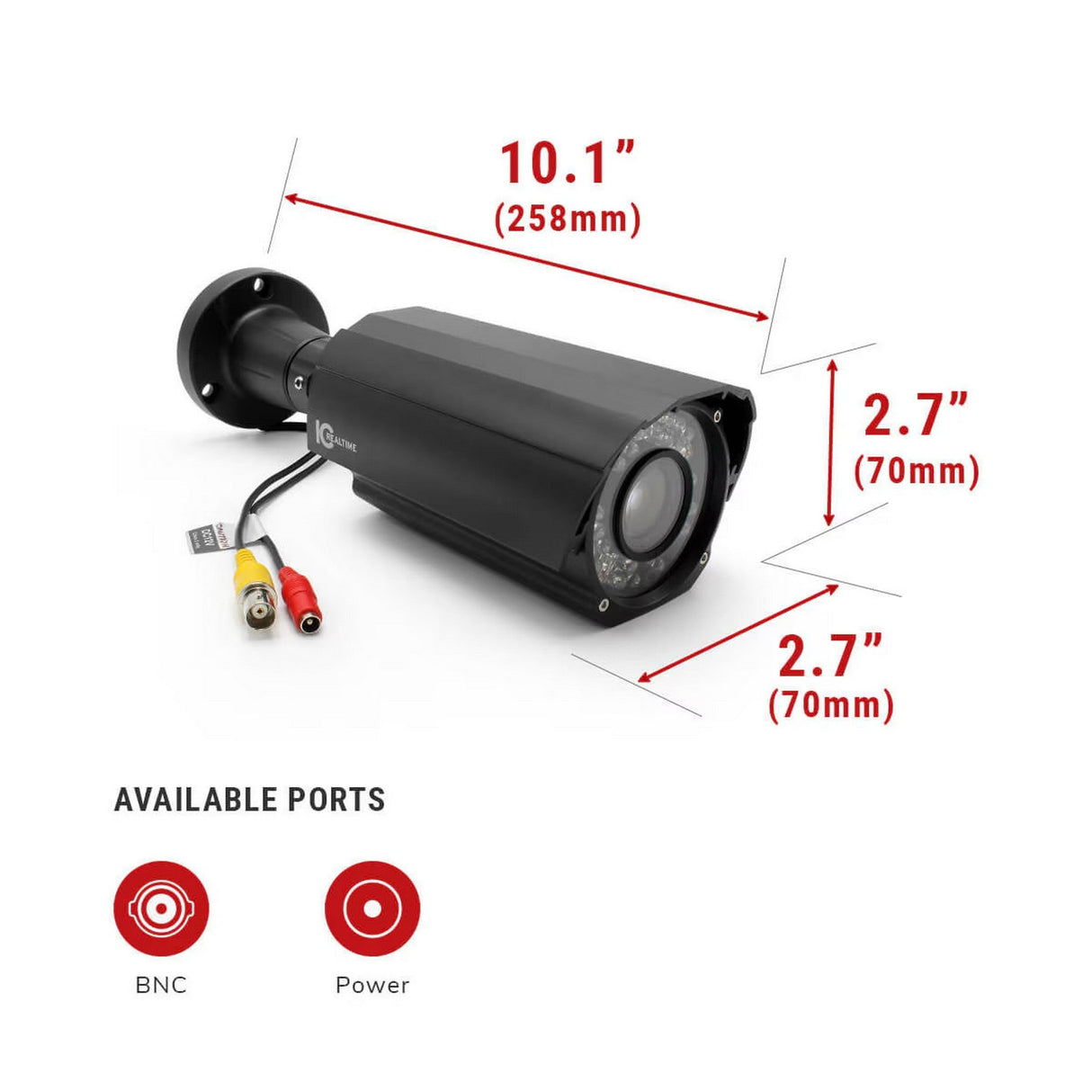 IC Realtime 2MP HD-AVS Outdoor Mid-Size License Plate Recognition Bullet Camera w/Varifocal Lens