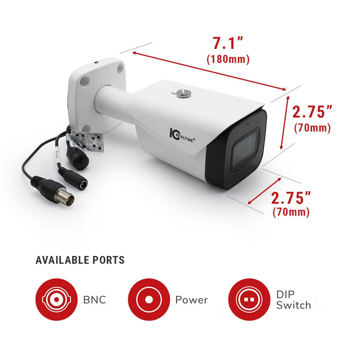 IC Realtime HDEG-B50F-IR-M1 5MP HD-AVS Indoor/Outdoor Mid-Size Bullet Camera w/Fixed Lens