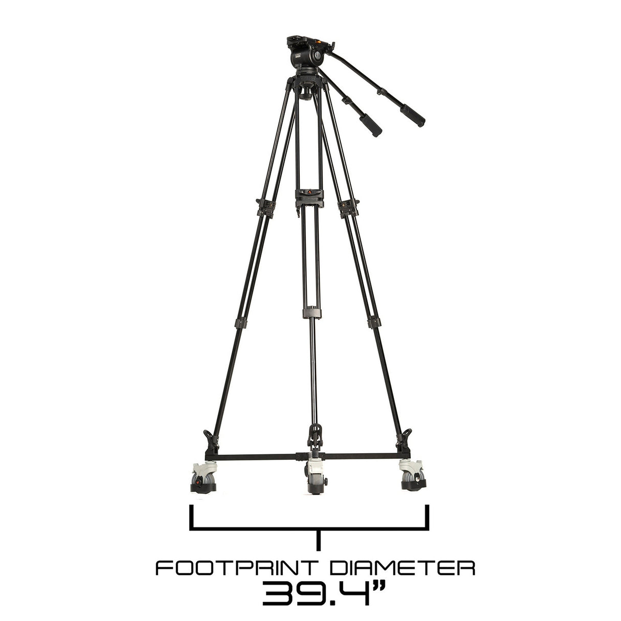 Ikan EG20A2D 2-Stage Aluminum 100mm Fluid Head Tripod and Dolly Kit with Counterbalance
