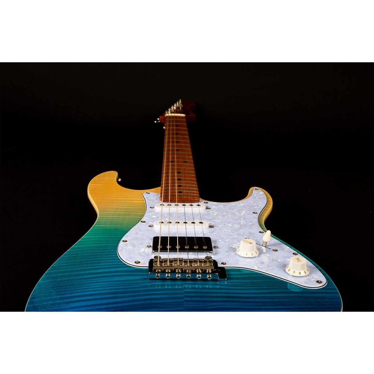 JET Guitars JS-450 HSS Basswood, Flamed Maple Top Transparent Blue Electric Guitar