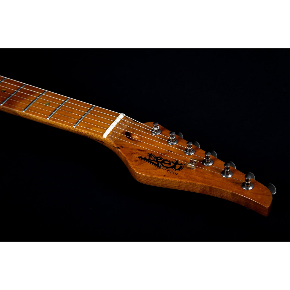 JET Guitars JS-800 Relic BK HS Basswood Electric Guitar with Flamed Top, Roasted Maple Fretboard and Neck