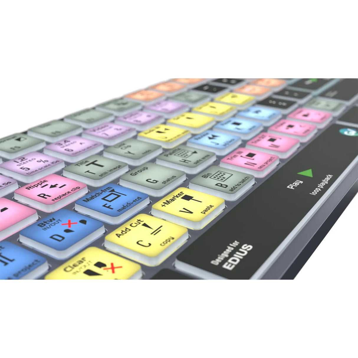 Logickeyboard TITAN Wireless Backlit Keyboard for EDIUS, US Windows