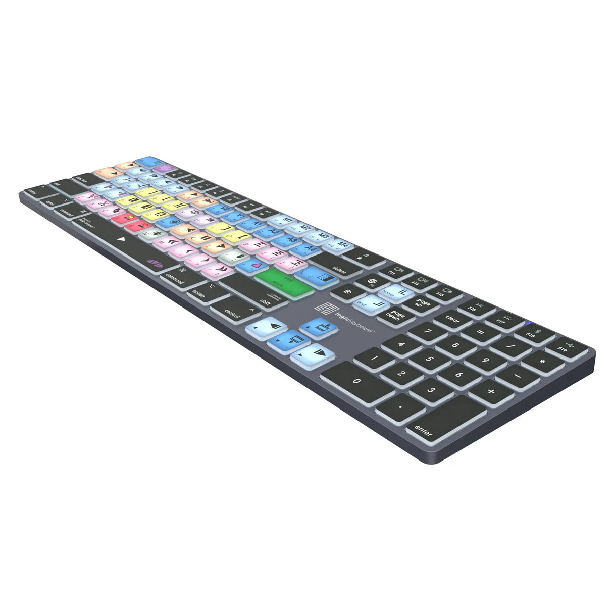 Logickeyboard Titan Wireless Backlit Shortcut Mac Keyboard for Avid Media Composer Classic Layout