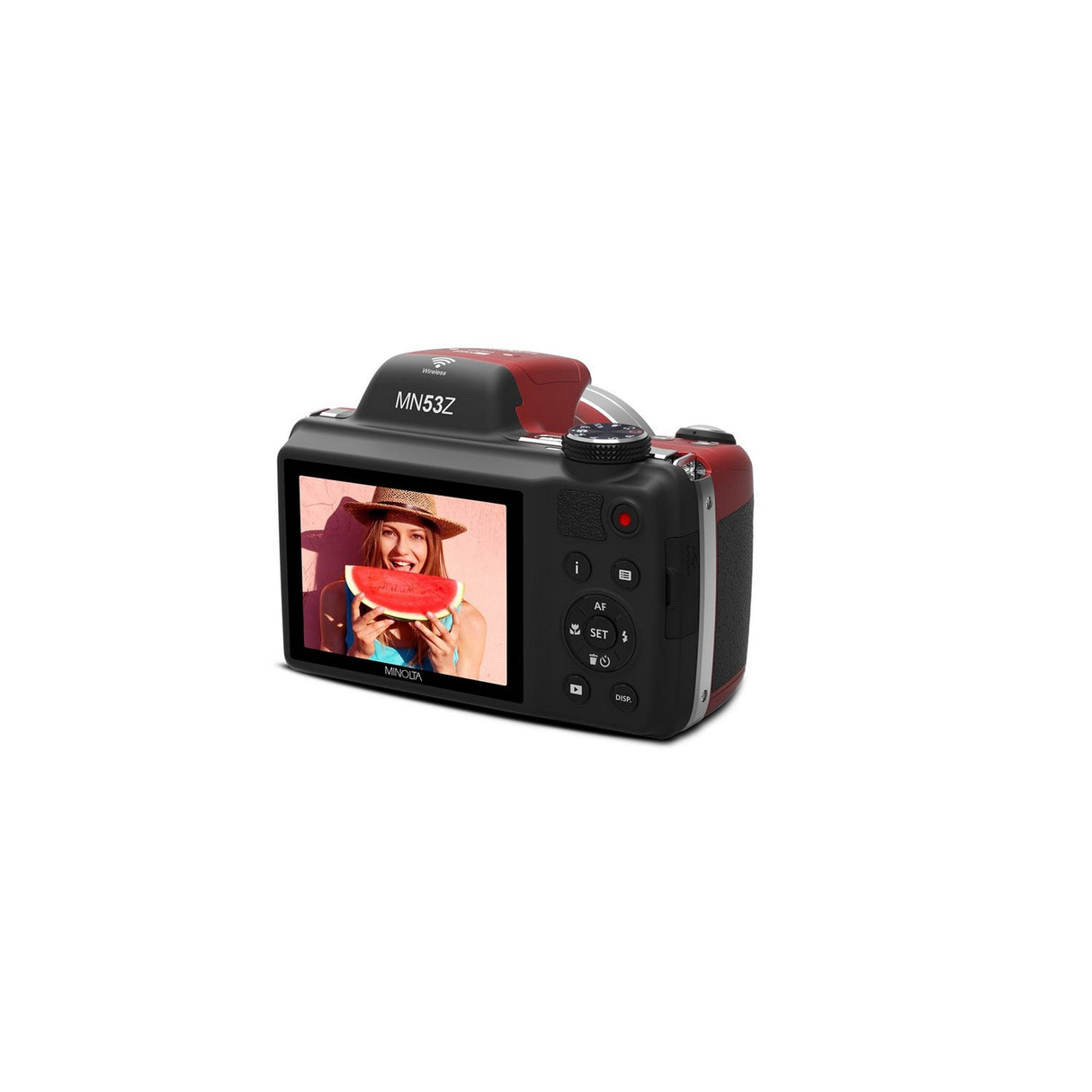 Minolta MN53Z 16 MP HD Bridge Digital Camera with 53x Optical Zoom, Red