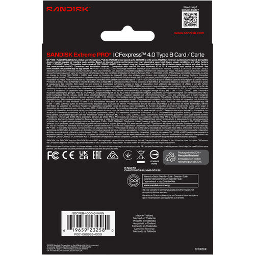 SanDisk Extreme PRO CFexpress 4.0 Type B Memory Card, 400GB