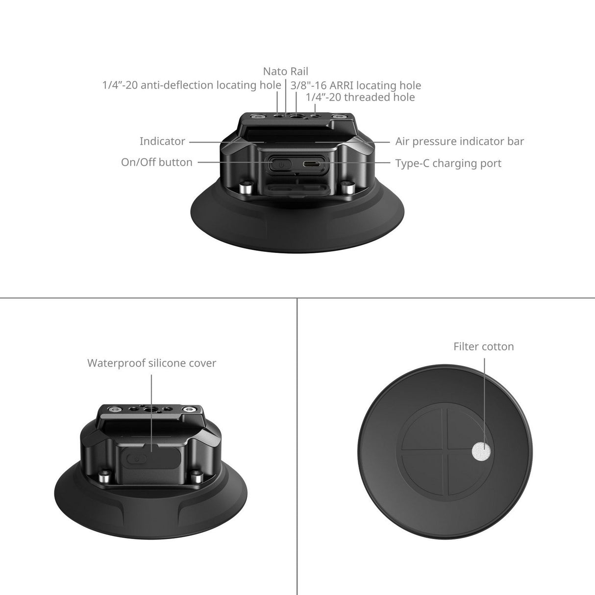 SmallRig 5399 5-Inch Electric Suction Cup Mount Kit