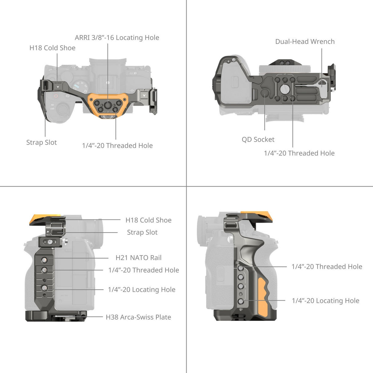 SmallRig 5518 BumbleBee Edition Quick Release Cage Kit for Sony Alpha 7R V / Alpha 7 IV / Alpha 7S III