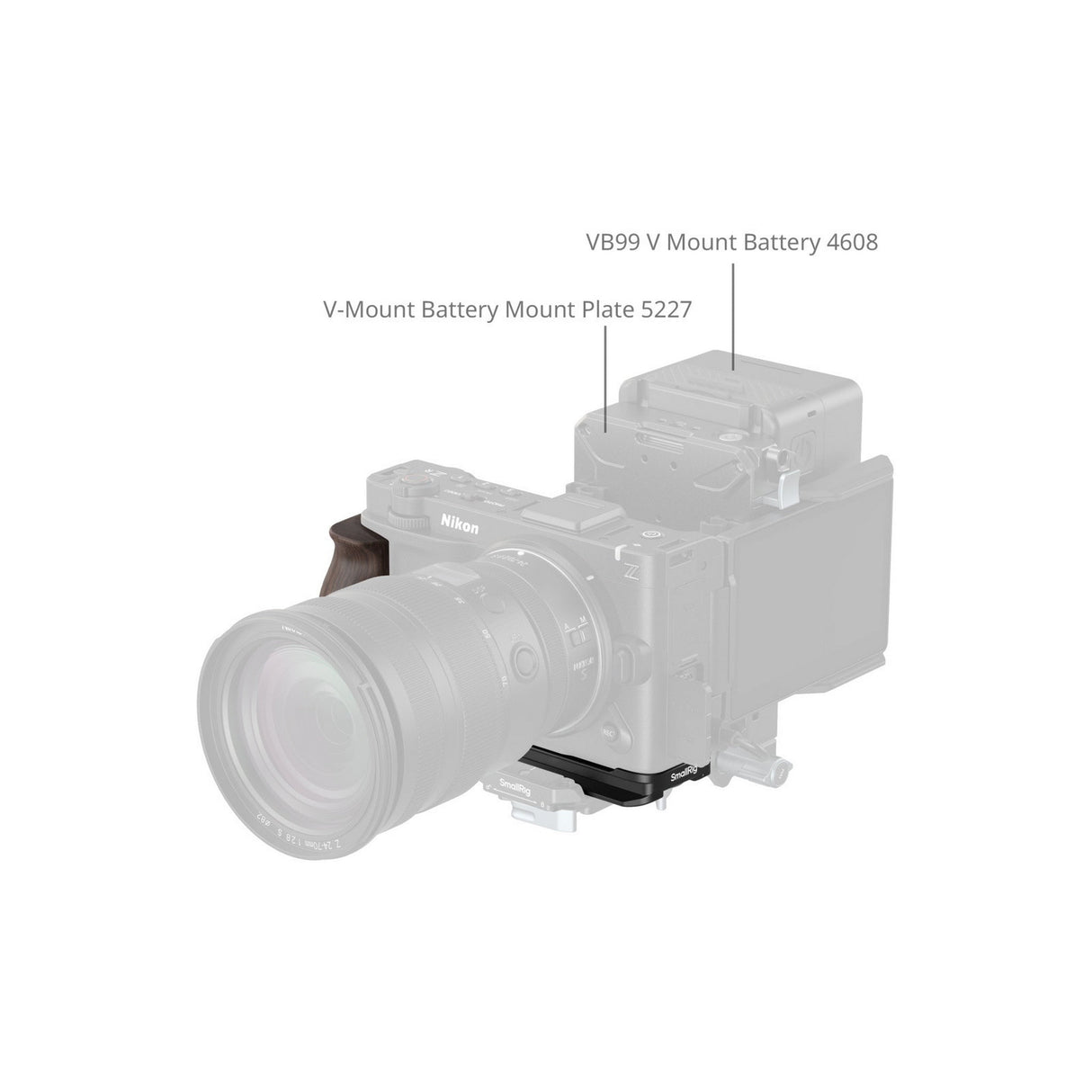 SmallRig 5906 L Shaped Mount Plate with Wooden Handle for Nikon ZR