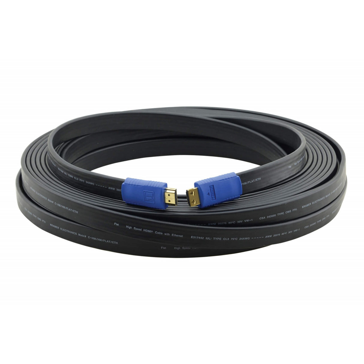 Kramer C-HM/HM/FLAT/ETH-50 Flat High-Speed HDMI Cable with Ethernet 50-Feet