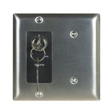 Lowell KL200-DSB 200W 2-Gang Decorator Wall Plate with Key Switch Stainless Steel/Black