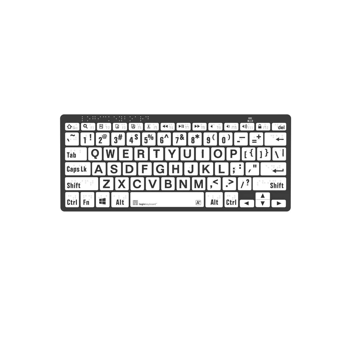 Logickeyboard Braille LargePrint Black/White PC Keyboard, US English