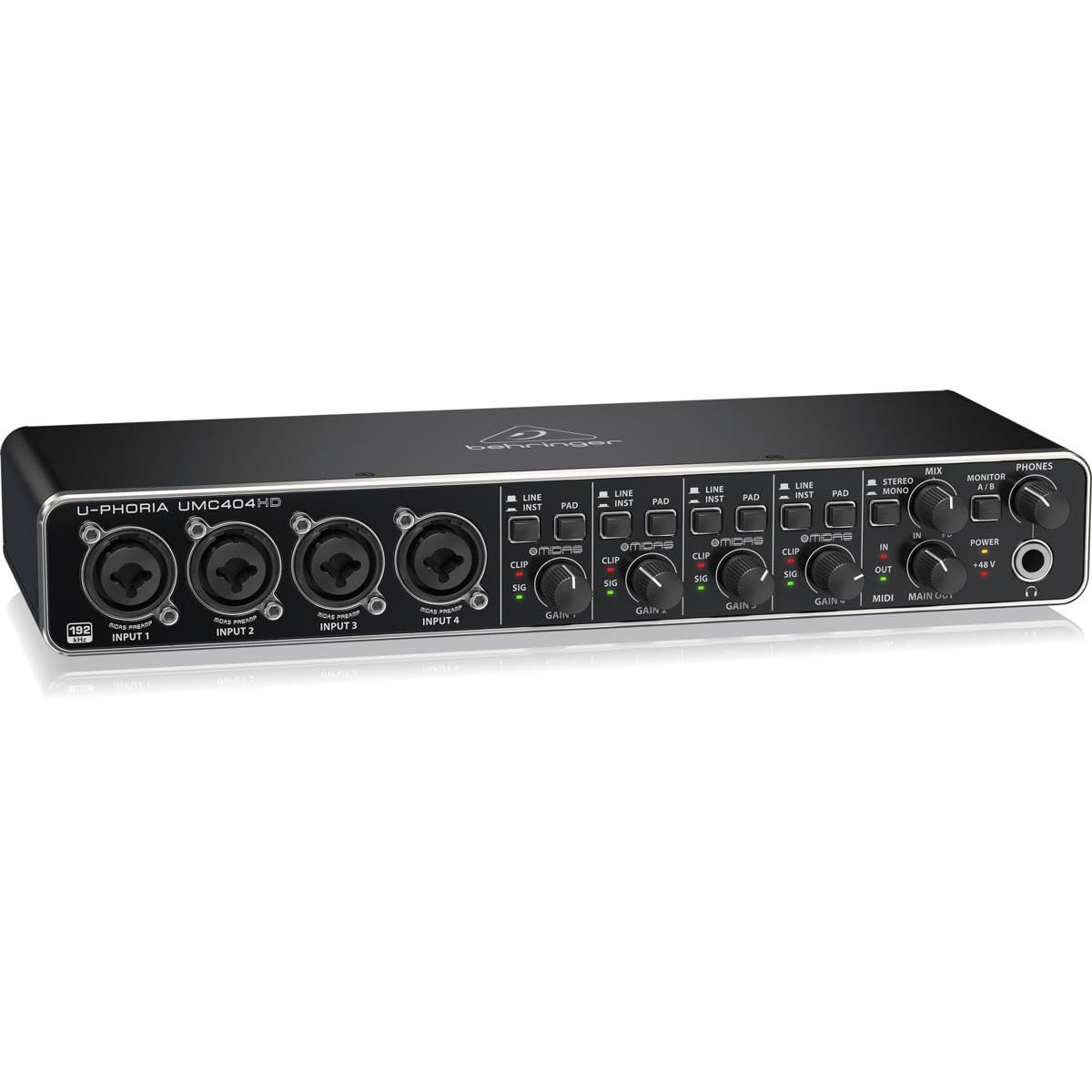 Behringer U-PHORIA UMC404HD Audiophile 4x4, 24-Bit/192 kHz USB Audio/MIDI...