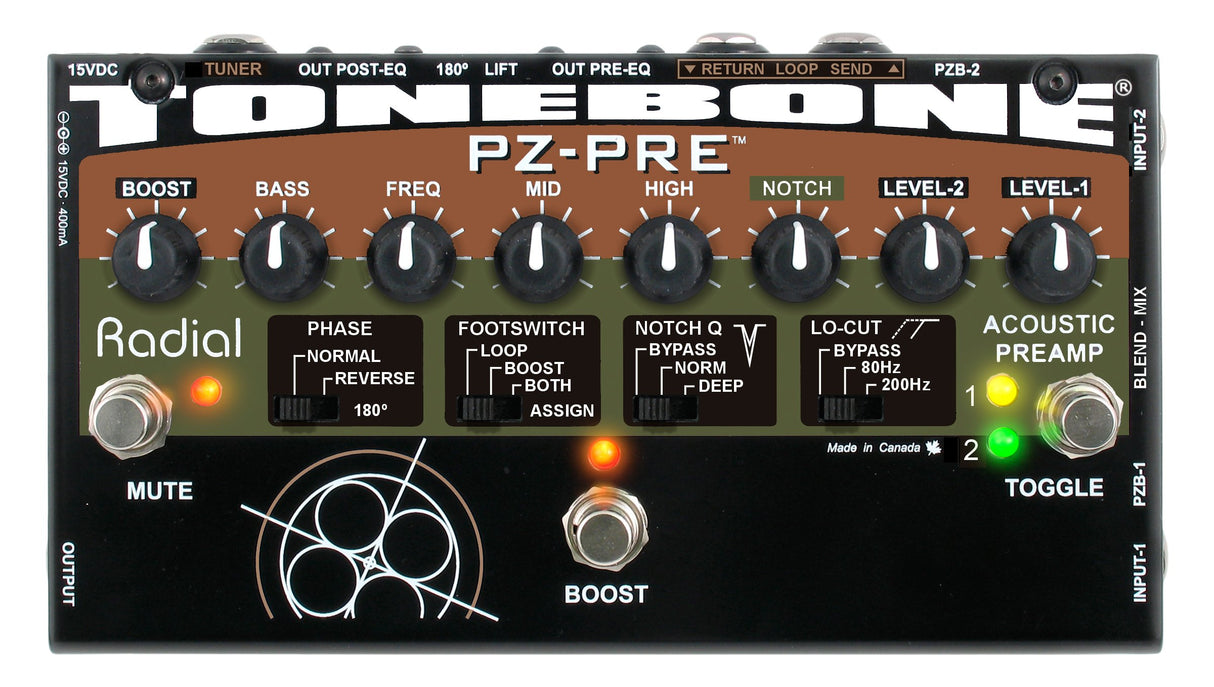 Radial ToneBone PZ-PRE Acoustic Instrument Preamplifier Pedal