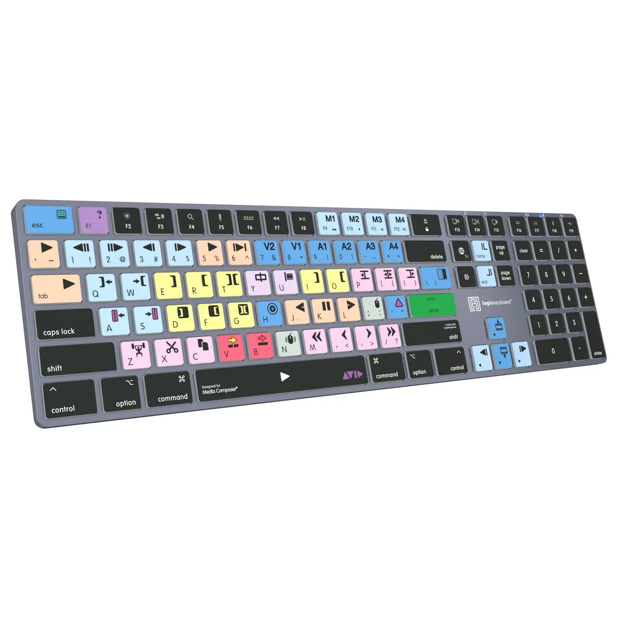 Logickeyboard Titan Wireless Backlit Shortcut Mac Keyboard for Avid Media Composer Classic Layout