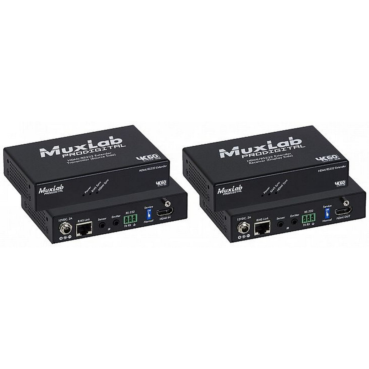 MuxLab 500459-100 HDMI/RS232 Extender Kit HDBT 4K/60, 100 Meters