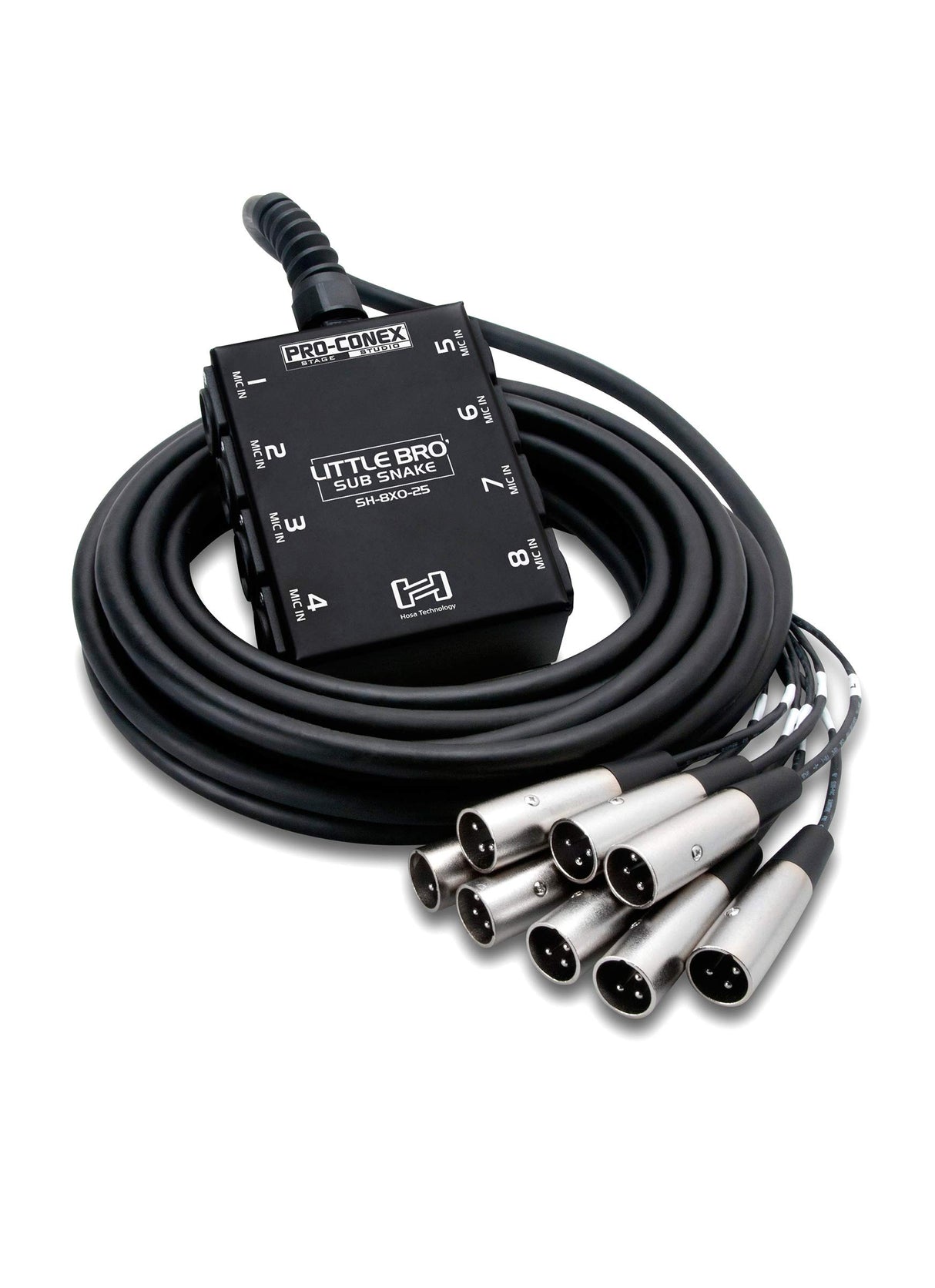 Hosa SH-8X0-50 Pro-Conex Little Bro Sub Snake, Cable 8 x XLR Sends and No Returns, 50 Foot