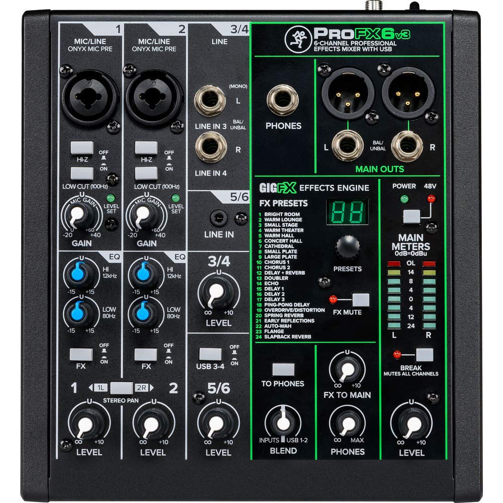 Mackie ProFX6v3 6-Channel Professional Effects Mixer with USB