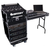 Odyssey 11U Top Slanted 16U Vertical Pro Combo Rack with Side Table and Casters