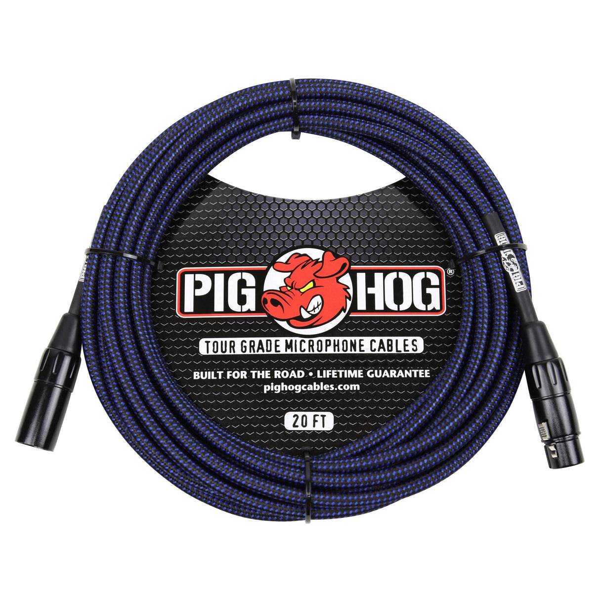 Pig Hog PHM20BBL Blue and Black Woven Microphone Cable, 20ft XLR