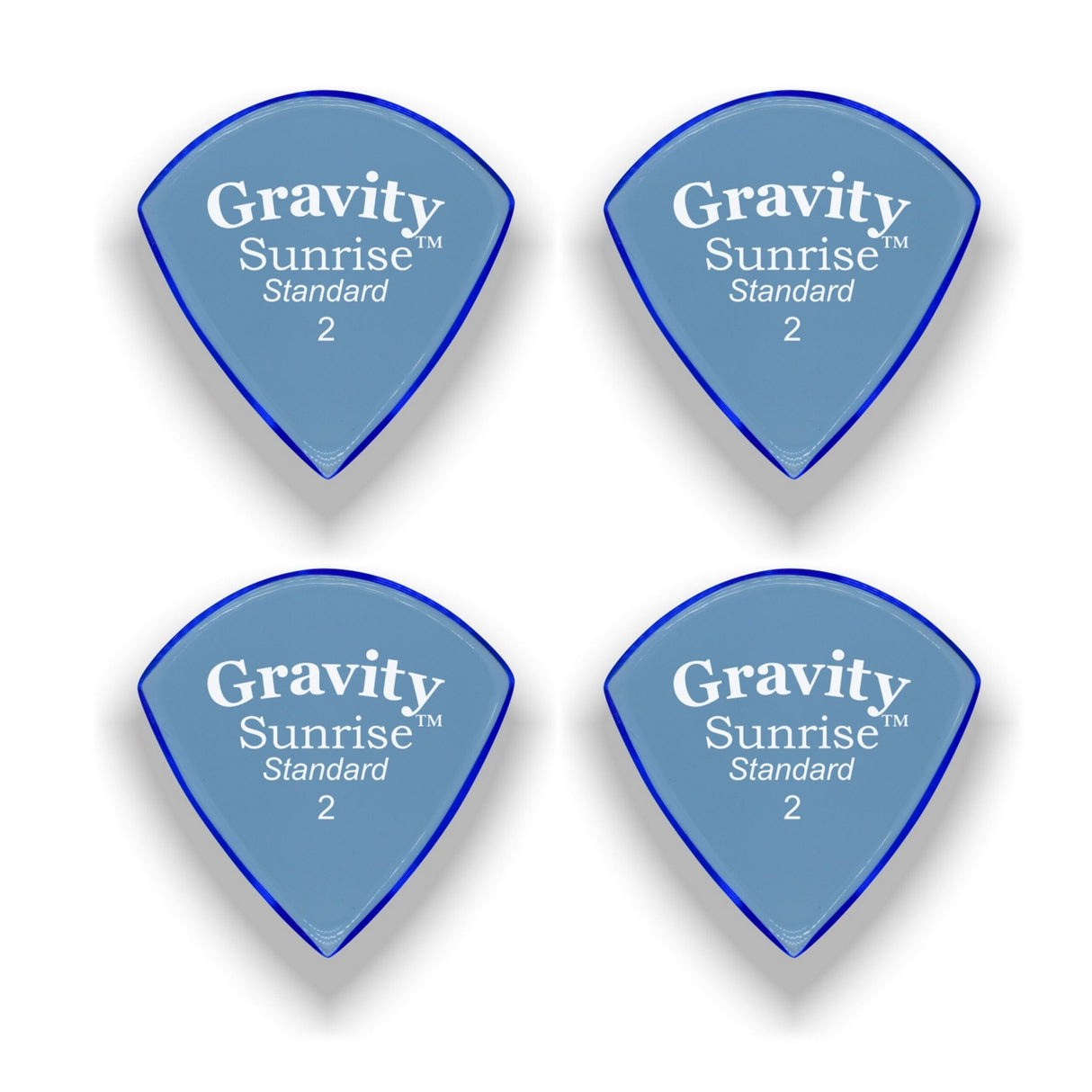 Gravity Picks GSUS2P-4pk Sunrise Series Picks, Polished, Standard Size, 2.0mm, Blue, 4-Pack