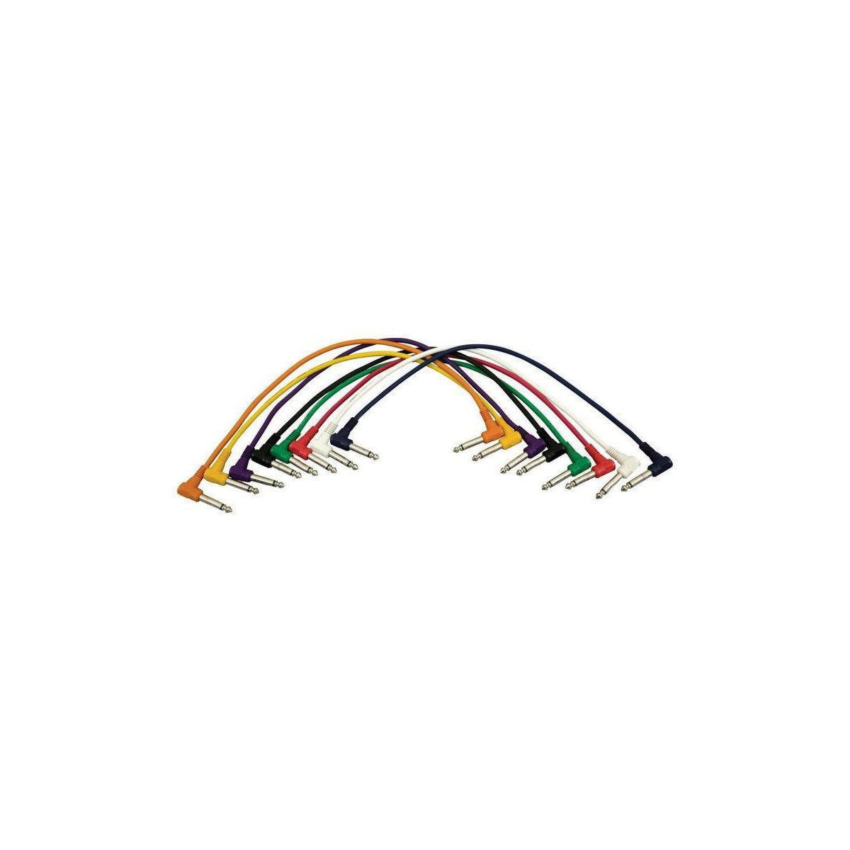 On-Stage PC18-17QTR-R Right-angle 1/4-Inch Patch Cables, 8-Pack