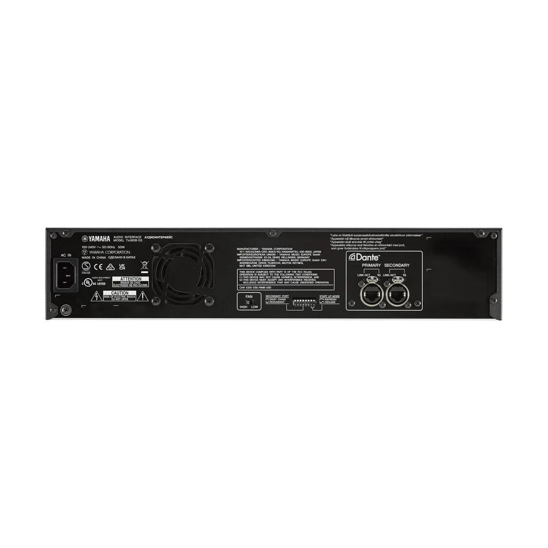 Yamaha Tio1608-D2 16 x 8 Dante-Equipped 96kHz I/O Rack