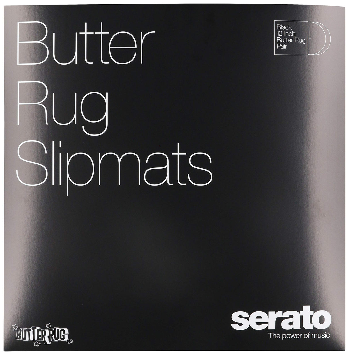 Serato 12-Inch Butter Rug Slipmat, Black Mat, White Logo