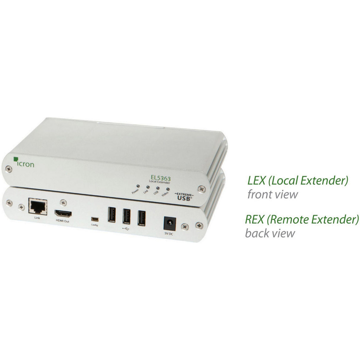 Icron EL5363 KVM Extender HDMI Plus USB 2.0 over 100m CAT 5e/6/7